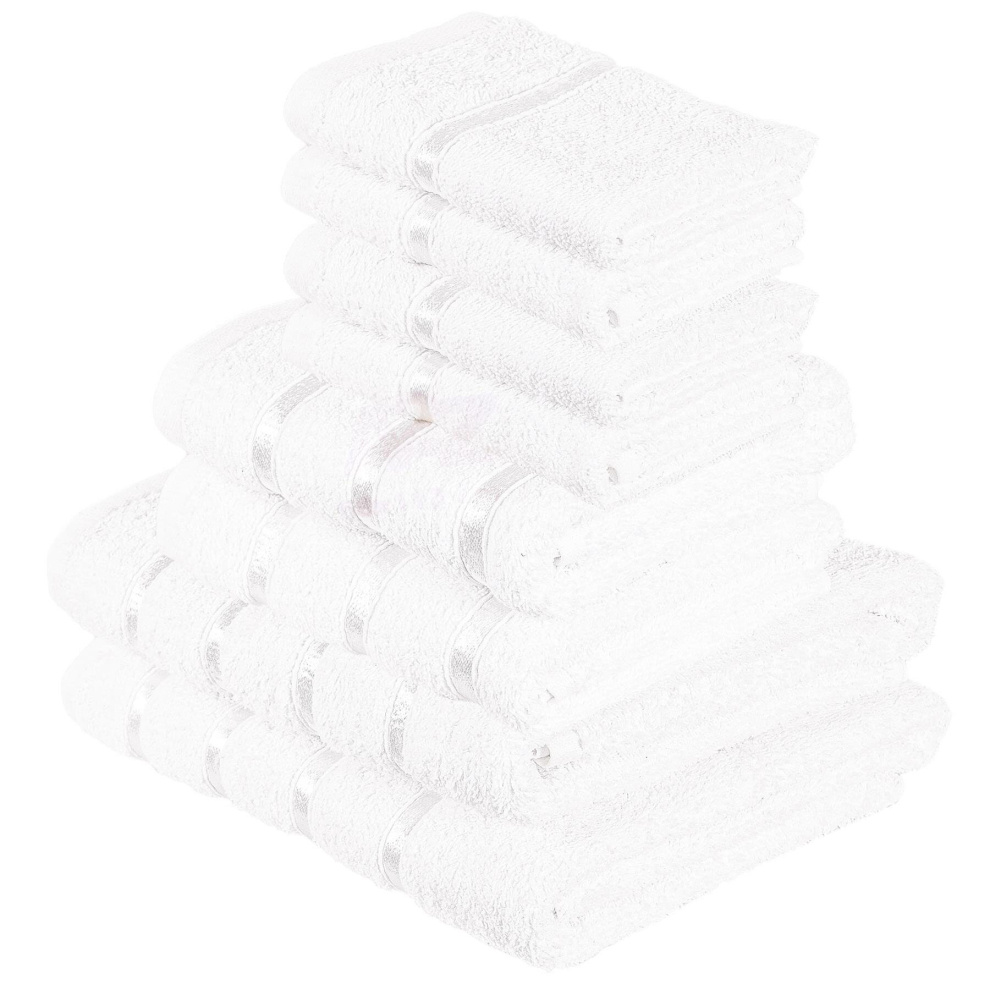 (8 Piece Set, White) Luxurious Bath Towel, Hand Towel & Face Towel Sets