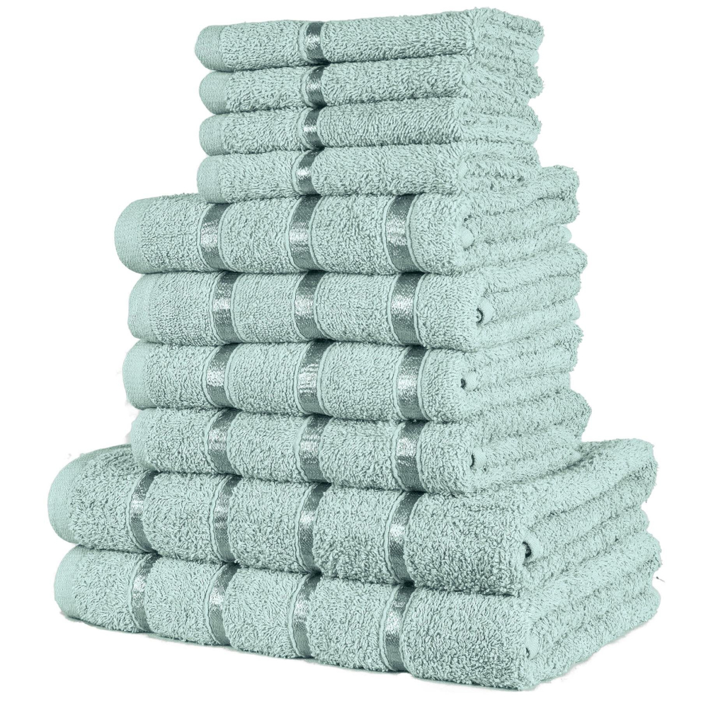 (10 Piece Set, Duck Egg) Luxurious Bath Towel, Hand Towel & Face Towel Sets