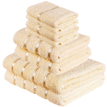 (8 Piece Set, Cream) Luxurious Bath Towel, Hand Towel & Face Towel Sets