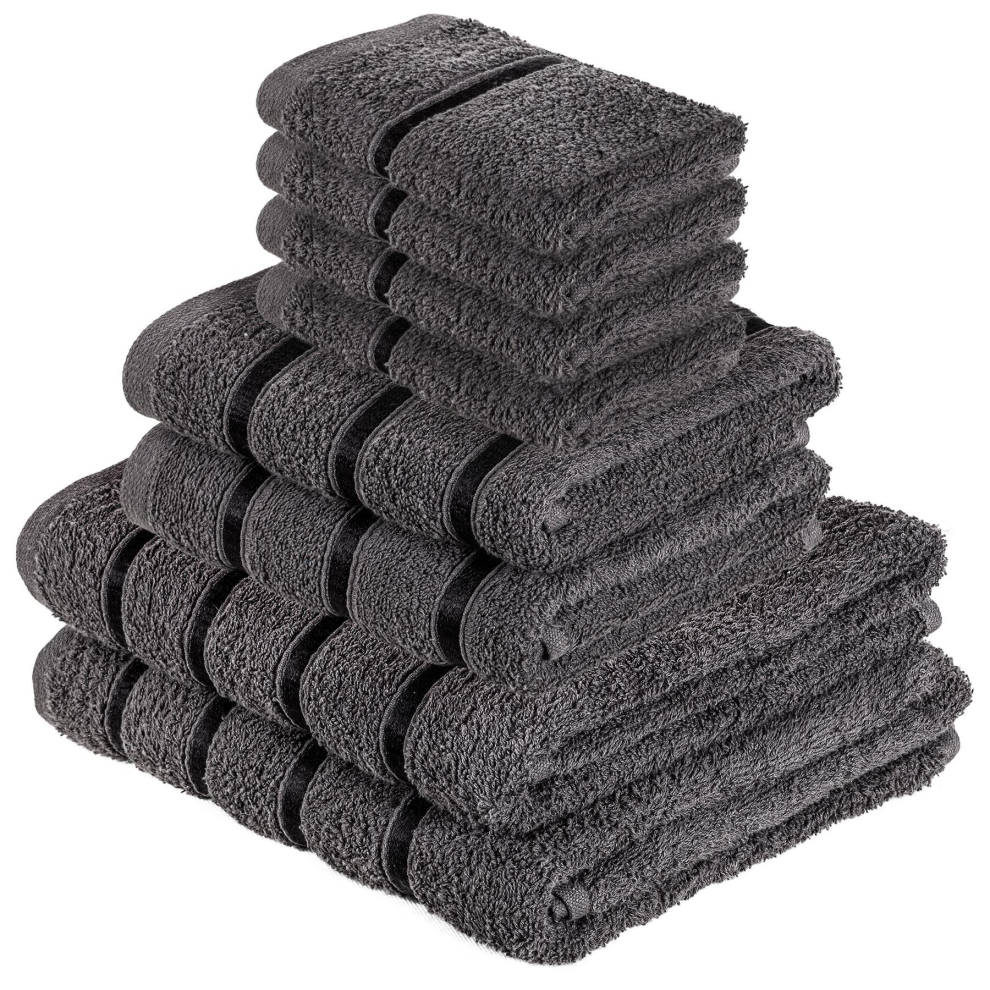 (8 Piece Set, Charcoal) Luxurious Bath Towel, Hand Towel & Face Towel Sets