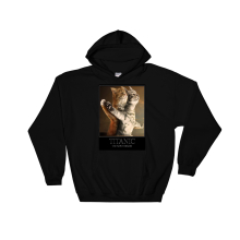 (5X-Large, Black) Titanic The New Version Funny Cat Couple Black Men Women Unisex Hooded Sweatshirt Hoodie