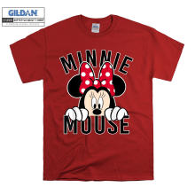 (3X-Large, Red) Minnie Mouse Face Photo Black Women T Shirt T-Shirt Tshirt Top