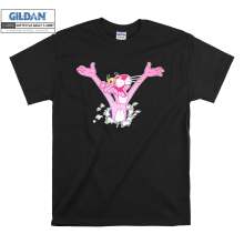 (XXXXX-Large, Black) Funny Pink Panther Happy Figure Men Women Unisex Top T Shirt T-Shirt Tshirt