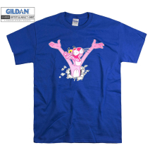 (Medium, Blue) Funny Pink Panther Happy Figure Men Women Unisex Top T Shirt T-Shirt Tshirt