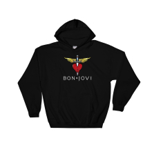 (Medium, Black) Bon-Jovi Logo  Black Men Women Unisex Hooded Sweatshirt Hoodie