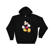 (Large, Black) Running Mickey Mouse Black Men Women Unisex Hooded Sweatshirt Hoodie