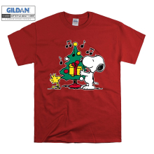 (Medium, Red) Snoopy Gift For Christmas Woodstock Men Women Unisex Top T Shirt T-Shirt Tshirt