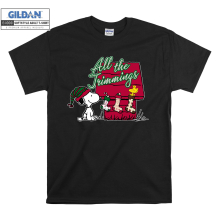 (Large, Black) Snoopy Costume Christmas All The Trimmings Black Women T Shirt T-Shirt Tshirt Top