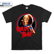 (Medium, Black) Cartoon Character Chucky Men Women Unisex Top T Shirt T-Shirt Tshirt