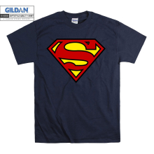 (Medium, Navy) Super-Man Logo  Men Women Unisex Top T Shirt T-Shirt Tshirt