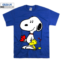 (Medium, Blue) Snoopy Cute Couple Figure Men Women Unisex Top T Shirt T-Shirt Tshirt