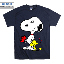 (Medium, Navy) Snoopy Cute Couple Figure Men Women Unisex Top T Shirt T-Shirt Tshirt