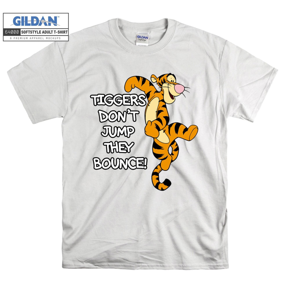(Large, White) Tiggers Don't Jump They Bounce Tigger Figure  Black Women T Shirt T-Shirt Tshirt Top 