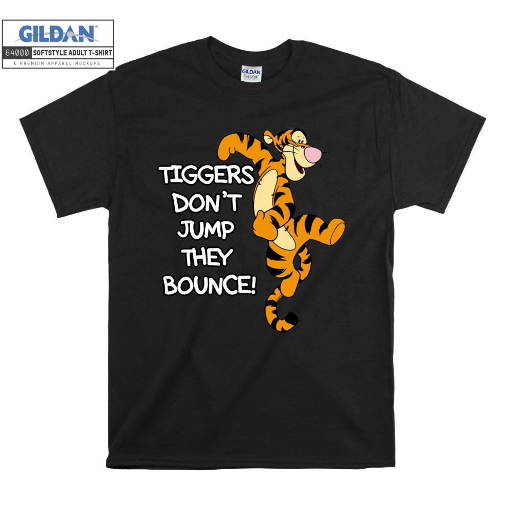(Large, Black) Tiggers Don't Jump They Bounce Tigger Figure  Black Women T Shirt T-Shirt Tshirt Top 