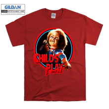 (Large, Red) Cartoon Character Chucky Men Women Unisex Top T Shirt T-Shirt Tshirt
