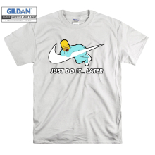 (XX-Large, White) Homer Simpson Just Do It Later  Men Women Unisex Top T Shirt T-Shirt Tshirt
