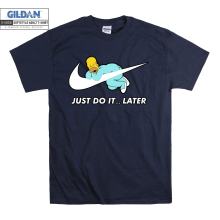 (XX-Large, Navy) Homer Simpson Just Do It Later  Men Women Unisex Top T Shirt T-Shirt Tshirt