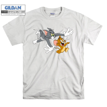 (Large, White) Tom And Jerry Famous Characters Men Women Unisex Top T Shirt T-Shirt Tshirt