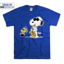 (X-Large, Blue) Snoopy Cool Play Music  Men Women Unisex Top T Shirt T-Shirt Tshirt