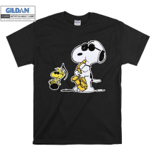 (X-Large, Black) Snoopy Cool Play Music  Men Women Unisex Top T Shirt T-Shirt Tshirt