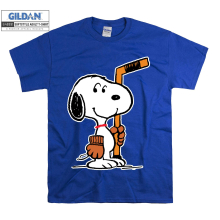 (XX-Large, Blue) Ice Hockey Player Snoopy Figure Men Women Unisex Top T Shirt T-Shirt Tshirt