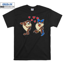 (XX-Large, Black) Tasmanian Devil Couple Figure Men Women Unisex Top T Shirt T-Shirt Tshirt