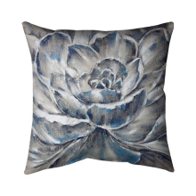 26 x 26 in. Grey & Blue Flower-Double Sided Print Indoor Pillow