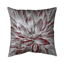 26 x 26 in. Red & Grey Flower-Double Sided Print Indoor Pillow