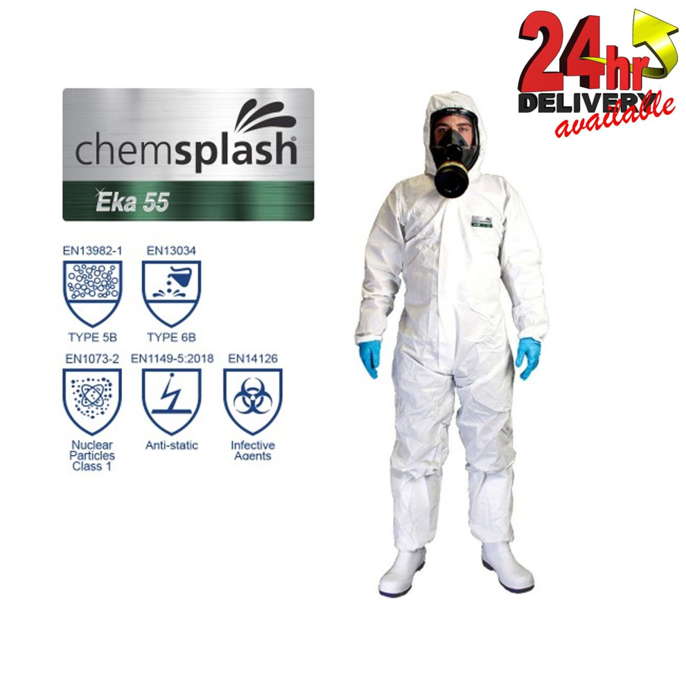 Chemsplash Eka 55 Coverall Type 5B/6B - White Style No. 2511 (S - Small) 5391511888900