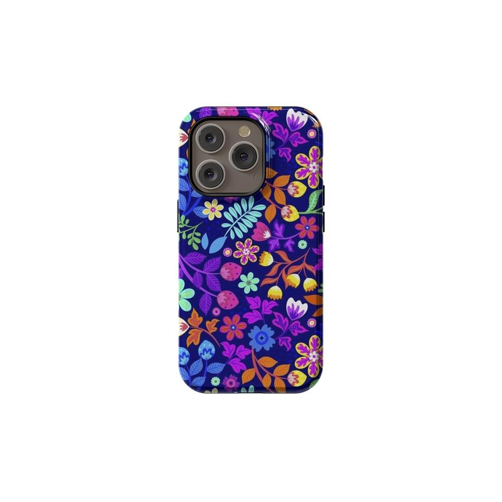 Photos - Case StrongFit Designer Cases for iPhone 14 Pro, Blue - Cute Flowers I Blue BE2762865