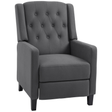 HOMCOM Button Tufted Microfibre Recliner Armchair, Grey - 135 Back, Footrest, Pocket Spring, 150kg, 839-864V70CG