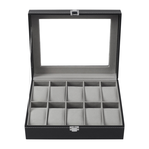 Living And Home 10 Slots Black Faux Leather Watch Case 2