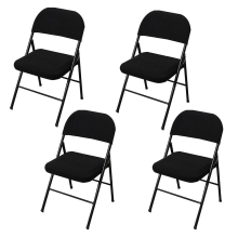 (black) 4 Pcs Folding Chair Split Seat Cover For Party Wedding Home