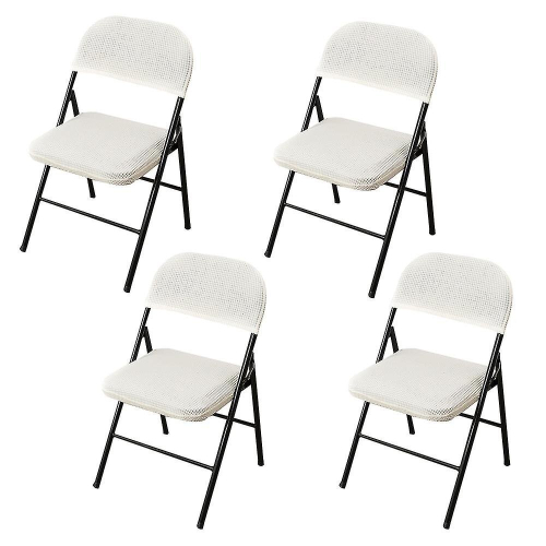 (white) 4 Pcs Folding Chair Split Seat Cover For Party Wedding Home