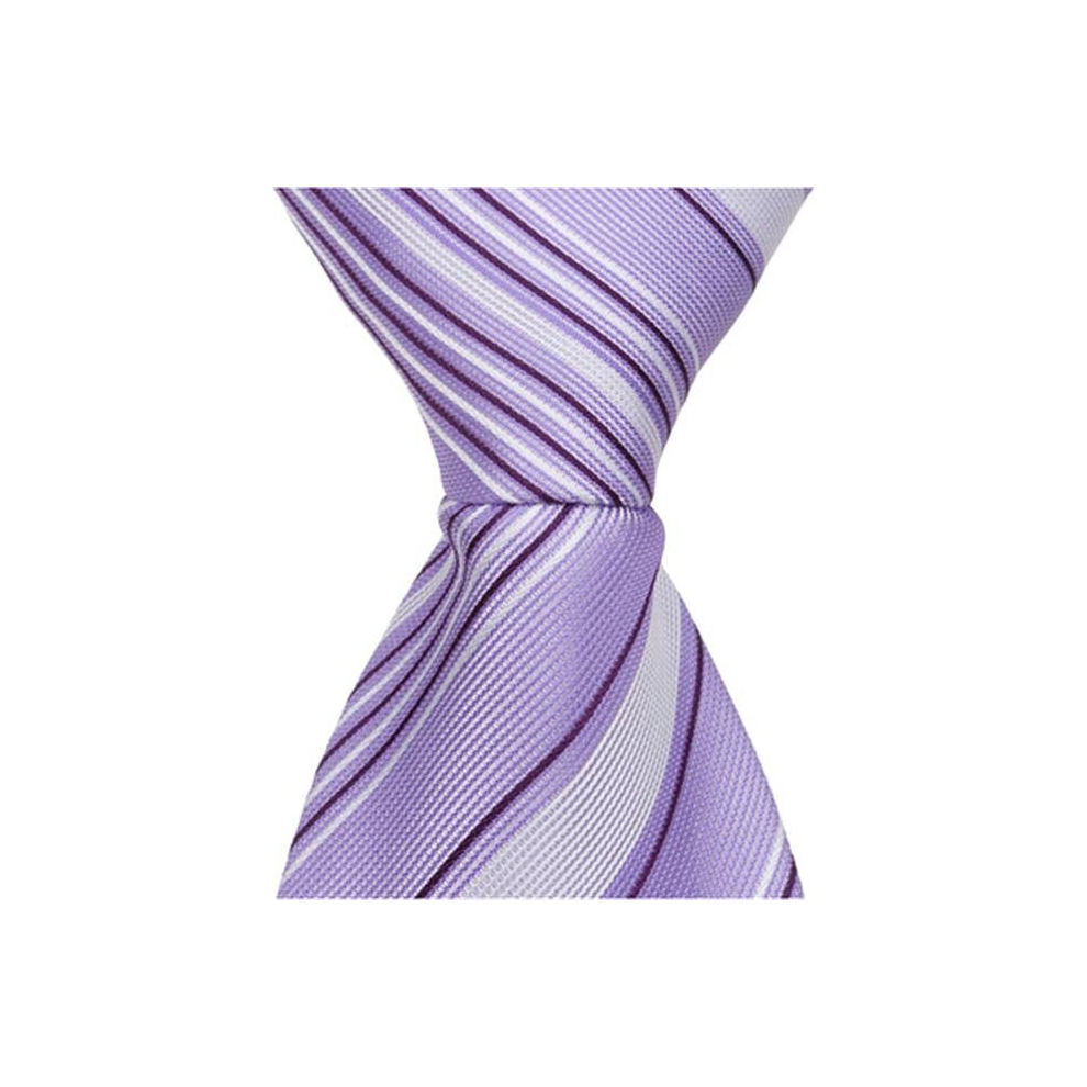 Mama'sboy L3 - 9.5 In. Zipper Necktie - Purple With Dark & Light Stripes- 6 To 18 Month