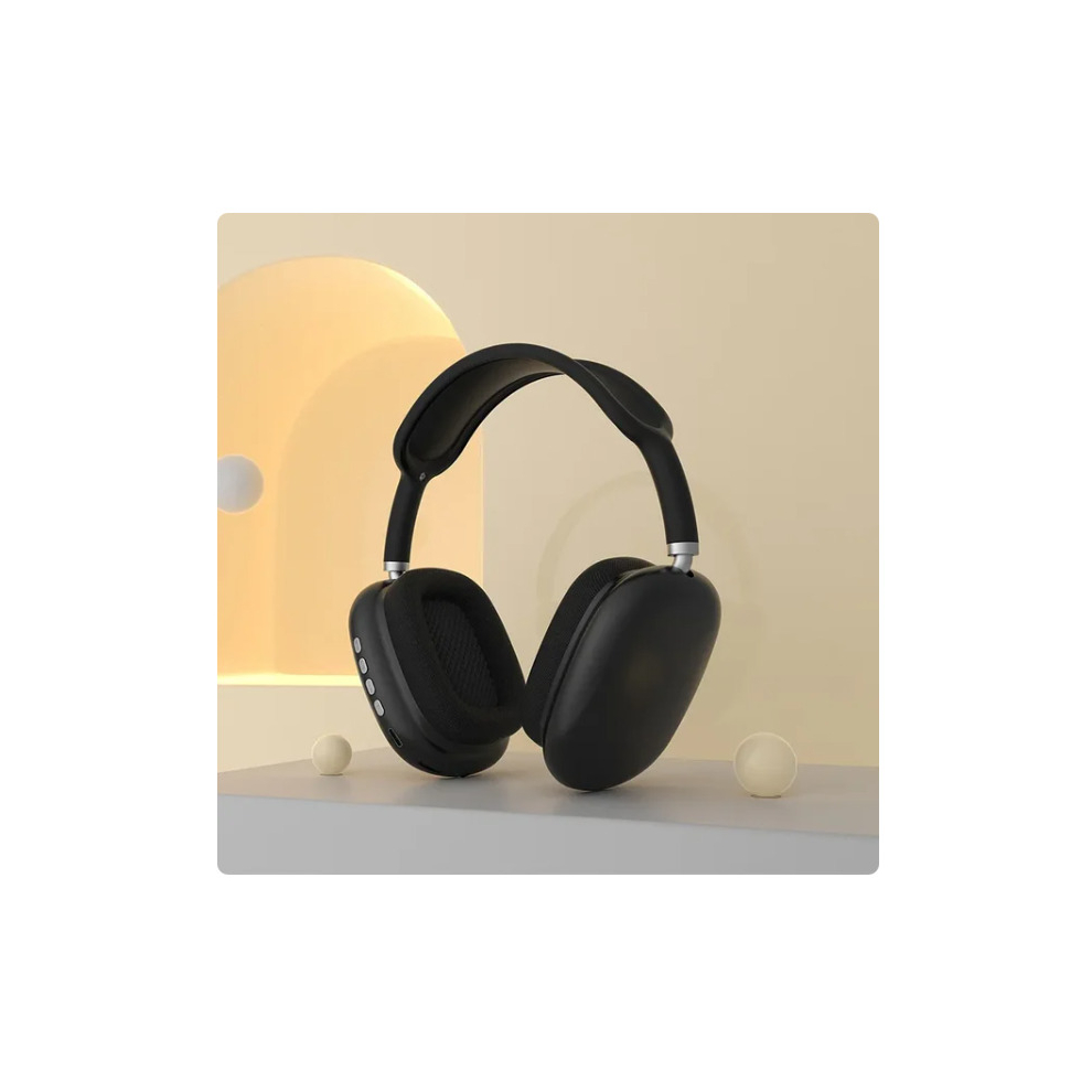 (P9 black) Headset For Apple iPhone Original Air Max P9 Pro Wireless Bluetooth Headphones Noise Cancelling Mic Pods Over Ear Sports