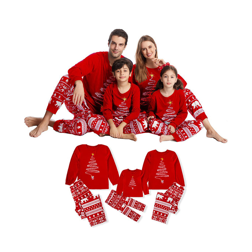 (Kids 14T) Family Christmas Matching Pajamas Set Kids Xmas Nightwear Pjs