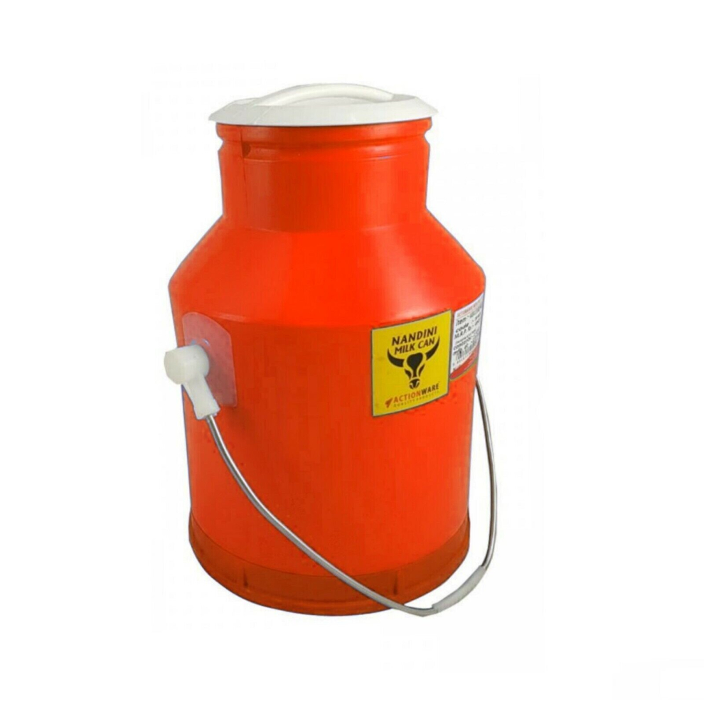 (Orange - 7.5Litre) Milk Churn Can Jug Canister Plastic Handle Push
