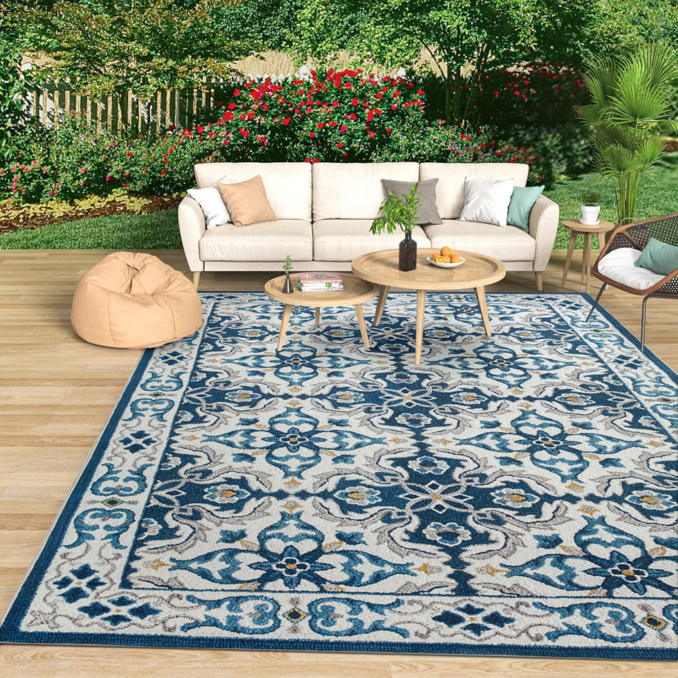 (160cm x 230cm (5ft 3" x 7ft 6")- Large Indoor Outdoor Rug, LUNA) Large Traditional Rugs Carpet Indoor/Outdoor Rug