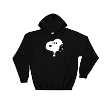 (Small, Black) Face Figure Snoopy Black Men Women Unisex Hooded Sweatshirt Hoodie