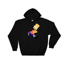 (Large, Black) Running Bart Simpson Black Men Women Unisex Hooded Sweatshirt Hoodie