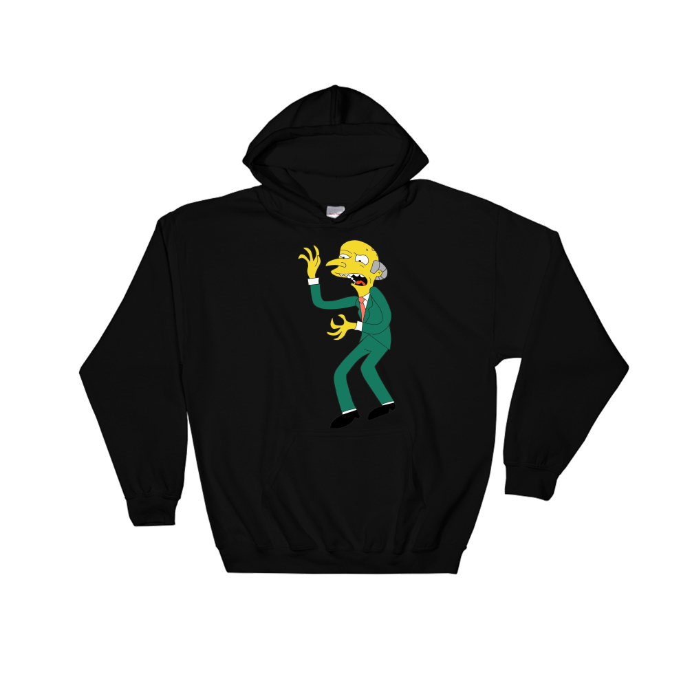 (Medium, Black) Simpsons Mr. Burns Figure Black Men Women Unisex Hooded Sweatshirt Hoodie 