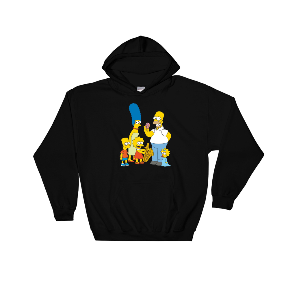 (3X-Large, Black) The Simpsons Family Figure Characters Black Men Women Unisex Hooded Sweatshirt Hoodie 