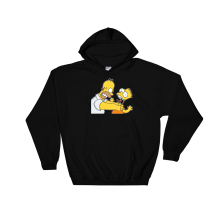 (X-Large, Black) Angry Homer Simpson And Bart Simpson Black Men Women Unisex Hooded Sweatshirt Hoodie