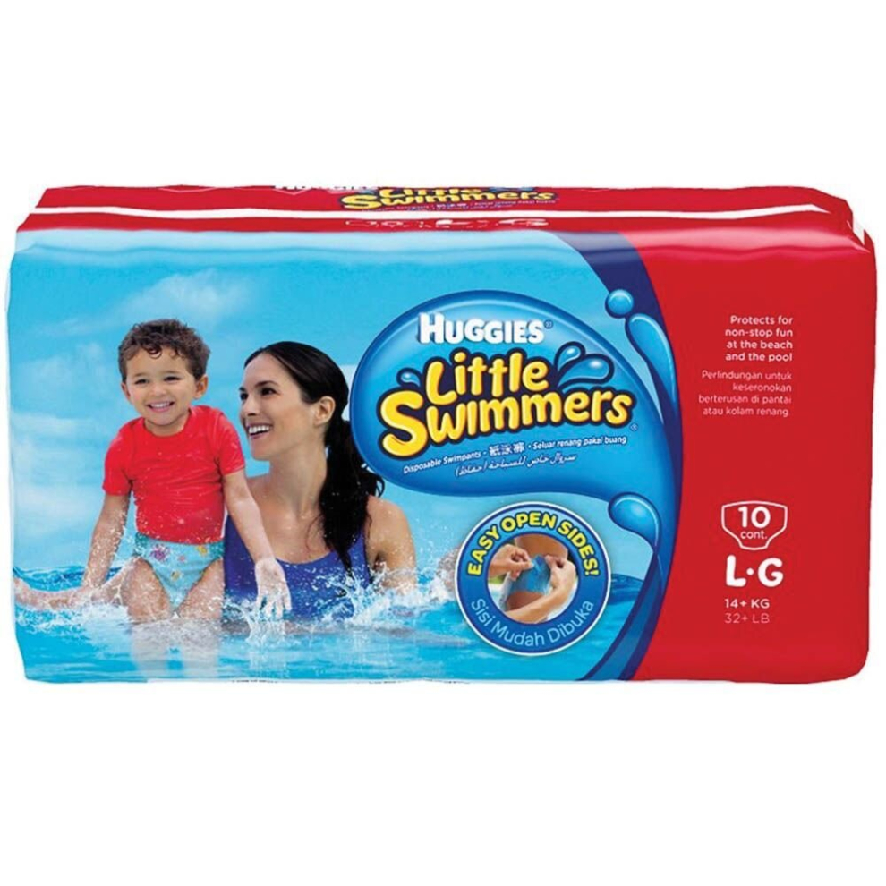 Huggies Little Swimmers Large 10's, Disposable Swim Pants, Easy Open Sides