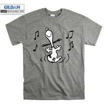 (Medium, Sport Grey) Snoopy Musician Cosplay Black Women T Shirt T-Shirt Tshirt Top