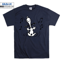 (Large, Navy) Snoopy Musician Cosplay Black Women T Shirt T-Shirt Tshirt Top