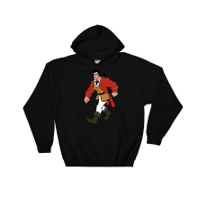 (4X-Large, Black) Disney Character Gaston Figure Black Men Women Unisex Hooded Sweatshirt Hoodie
