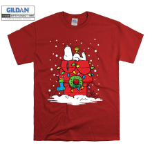 (Large, Red) Christmas House Snoopy Men Women Unisex Top T Shirt T-Shirt Tshirt