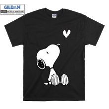 (Large, Black) Cute Character Snoopy  Men Women Unisex Top T Shirt T-Shirt Tshirt